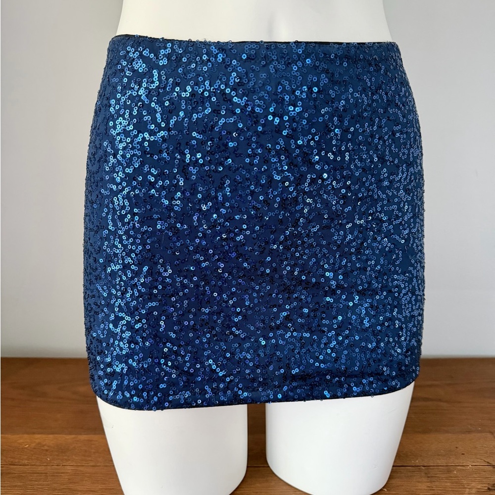 Sparkling Navy Mini Skirt